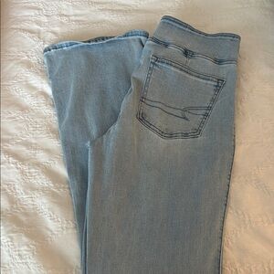 American Eagle Outfitters Light Blue Straight Leg Pull On Jeans